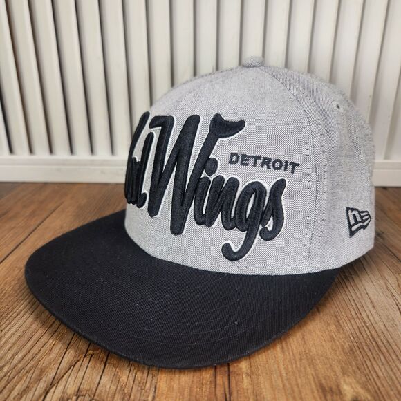 Detroit Red Wings New Era 9fifty Snapback Hat Cap Gray Black Large Font Hockey - Picture 1 of 10